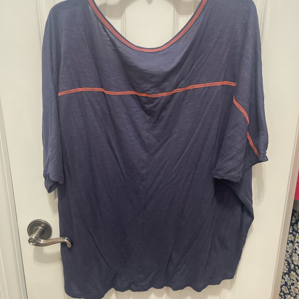 White Birch Boxy Blue shortSleeve Blouse - Picture 10 of 11